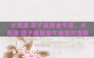 水瓶座 双子座跟金牛座，水瓶座 双子座跟金牛座配对指数